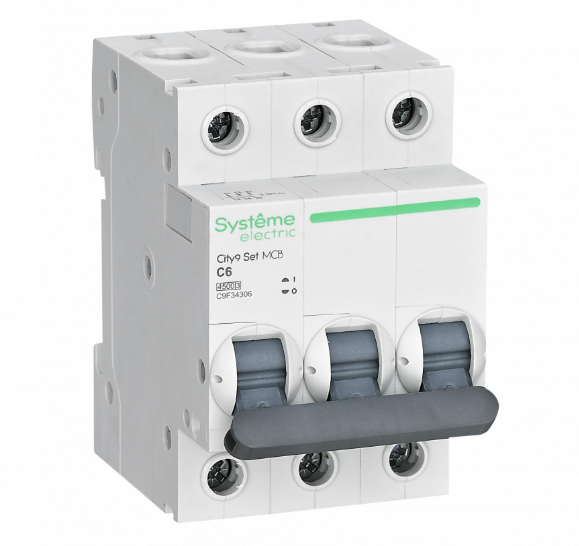 Systeme Electric City9 Set Автоматический выключатель (АВ) С 6А 3P 4.5kA 400В