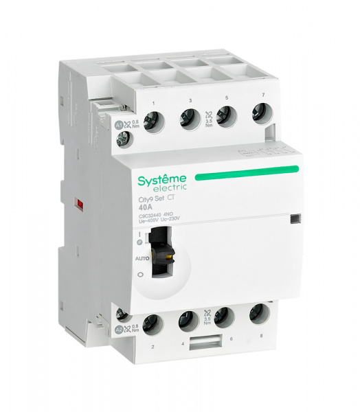 Systeme Electric City9 SET Модульный контактор 4P 4НО 40A, Ручное управление, AC 400В-230В