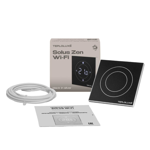 Теплолюкс Терморегулятор электронный Solus Zen Wi-Fi черный/серебро