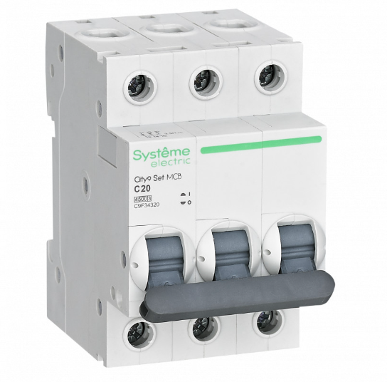 Systeme Electric City9 Set Автоматический выключатель (АВ) С 20А 3P 4.5kA 400В