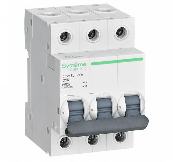 Systeme Electric City9 Set Автоматический выключатель (АВ) С 16А 3P 4.5kA 400В