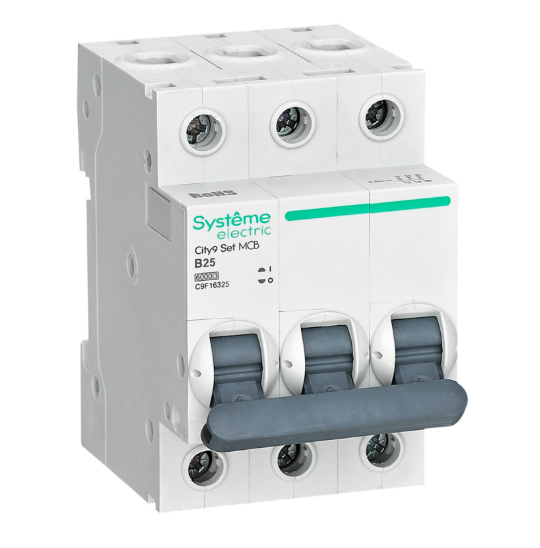 Systeme Electric City9 Set Автоматический выключатель (АВ) B 25А 3P 6kA 400В