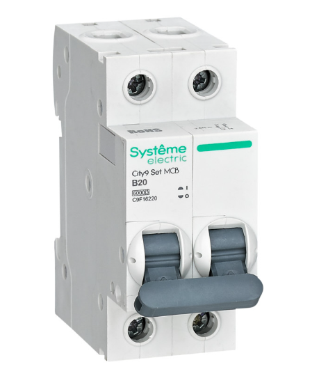 Systeme Electric City9 Set Автоматический выключатель (АВ) B 20А 2P 6kA 230В