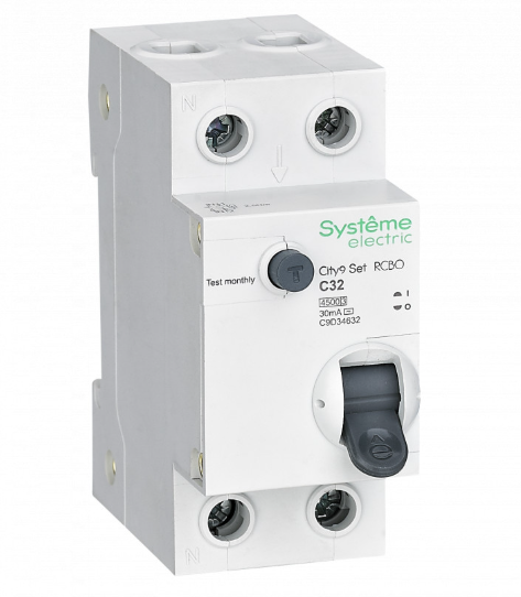 Systeme Electric City9 Set Авт. выкл. диф. тока (АВДТ) 1P+N С 32А 4.5kA 30мА Тип-AС 230В