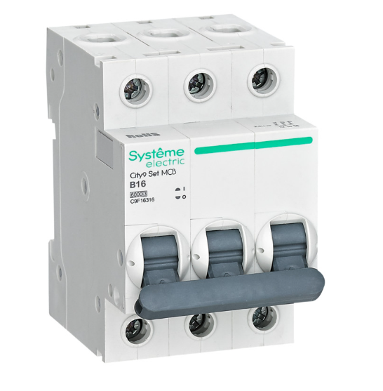 Systeme Electric City9 Set Автоматический выключатель (АВ) B 16А 3P 6kA 400В