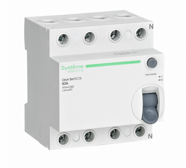Systeme Electric City9 Set Выключатель дифференциального тока (ВДТ) 63А 4P 300мА Тип-AC 400В