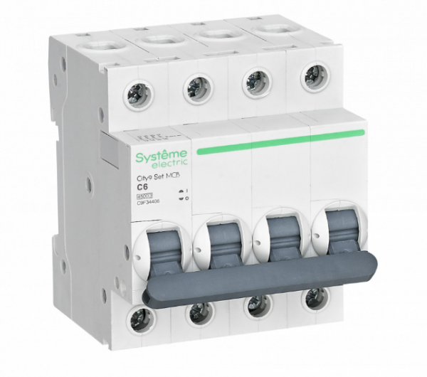 Systeme Electric City9 Set Автоматический выключатель (АВ) С 6А 4P 4.5kA 400В
