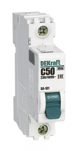 Dekraft Автоматический выключатель 1Р 50А х-ка C ВА-101 4,5кА